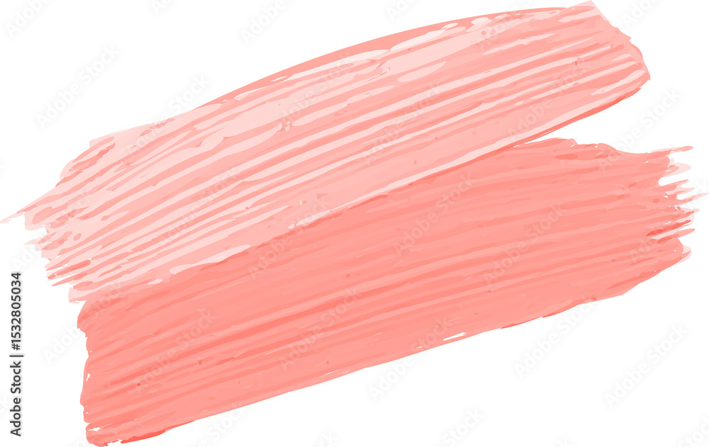 Poster blush and coral pink strokes are overlapping on transparent background creating textured brush art