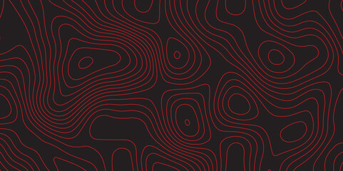 
Abstract topographic contours map black and red background- Vector Background.
