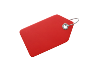 Minimalist white and orange price tag label with string, isolated on a transparent background—perfect for branding, apparel, or retail use mockups.