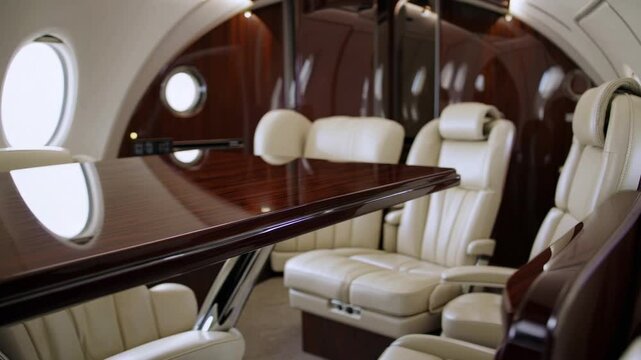 Moscow region, Vnukovo, Russia: The interior of private jet Boeing 737-7JR BBJ at Vnukovo international airport.
