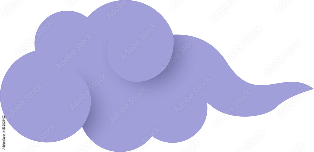Poster abstract lavender cloud is floating in flat design with overlapping circles, transparent background