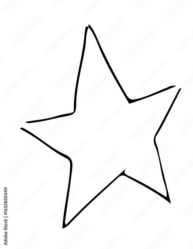 Poster stylized five-pointed star graphic is floating on transparent background with hand-drawn outline