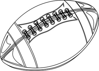 Outlining American football showing panel seams with lace stitching details, transparent background