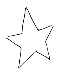 Stylized five-pointed star graphic is floating on transparent background with hand-drawn outline