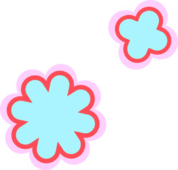 Abstract blooms are floating on transparent canvas, showing tri-color layered floral motifs