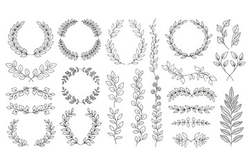Obraz premium Botanical Line Art Foliage Designs Collection Set