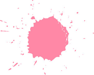 Obraz premium Stylized pink paint splash is spreading jagged droplets across transparent backdrop, copy space
