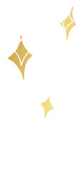Gold diamond sparkles are shining with white dots, bursts in flat vector on transparent background