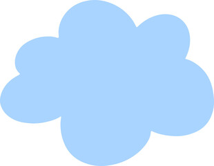 Light blue cartoon cloud shape is floating on transparent background in flat design style