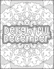 12 Month Name Coloring Page for Adults. Monthly Name Motivational Quote Coloring page.