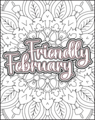 12 Month Name Coloring Page for Adults. Monthly Name Motivational Quote Coloring page.