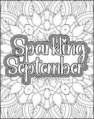12 Month Name Coloring Page for Adults. Monthly Name Motivational Quote Coloring page.