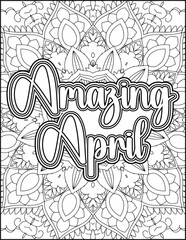 12 Month Name Coloring Page for Adults. Monthly Name Motivational Quote Coloring page.