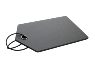 Minimalist white and orange price tag label with string, isolated on a transparent background—perfect for branding, apparel, or retail use mockups.