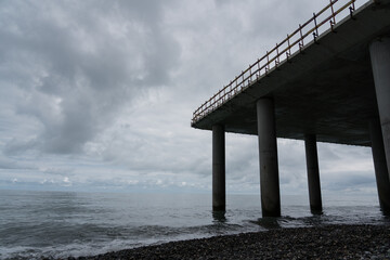 Observation deck at the Black sea in Batumi, cloudy sky
