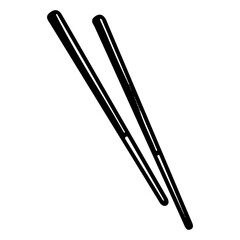 Asian bamboo chopsticks. Hand drawn doodle vector. Traditional cutlery for eating. Tableware item. Illustration line art element.