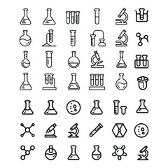 Minimalist Line Icons Set for Laboratory and Science Concepts
