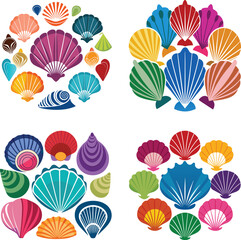 set of colorful flowers