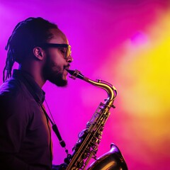 Male Musician Playing Saxophone on Stage