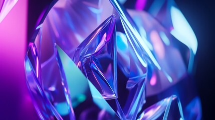 Surreal futuristic abstract shape illustration with vibrant purple and blue hues