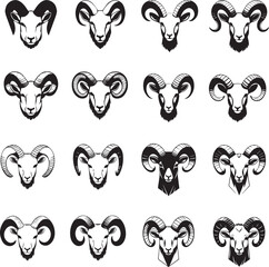 A set of Ram head or face icon 