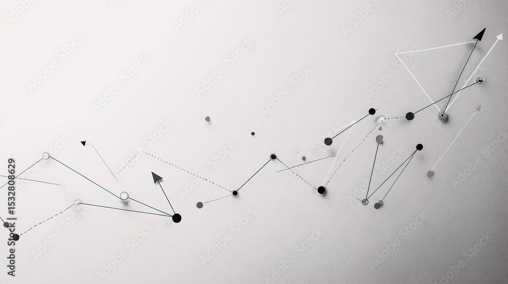 Poster business concept line chart with arrowed axes and data points