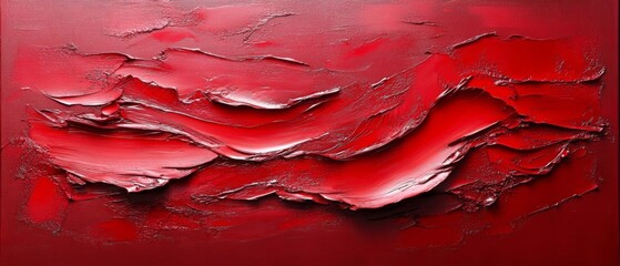 Crimson Abstract Impasto Painting Texture