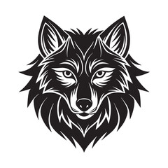 black and white wolf head vector illustration