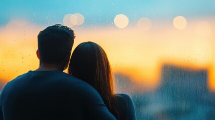 Man and Woman Enjoying a Sunset Together