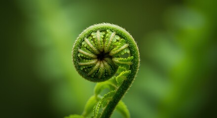 Unfurling Fern Fiddlehead Close-Up Macro Photography of Nature's Spiral