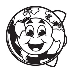 Smiling Cartoon Globe Coloring Illustration