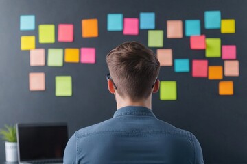 Creative Man Brainstorming Ideas in Office Space