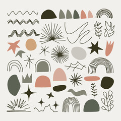 Abstract Nature Composition. Minimalist composition with earthy colors, abstract shapes, and simple natural elements creating a harmonious decorative design.