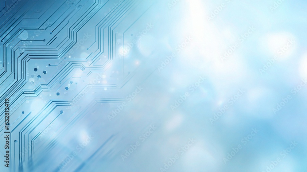 Poster light blue abstract background with subtle gradient and circuits
