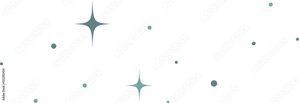 Poster mint starburst shapes, circular dots are forming angled design in flat style on transparent canvas