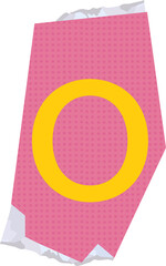 Showing torn pink paper with dotted texture and yellow ring in flat design, transparent background