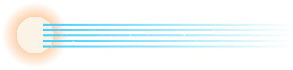 Abstract sun emitting light beams and dots in flat design with transparent background, copy space