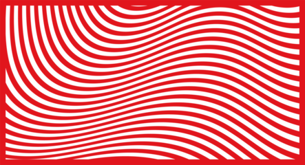 Repeating red waveforms are creating optical rhythm in flat design on transparent background