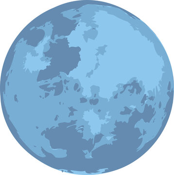 Naklejki Featuring blue moon-like orb in flat design on transparent background, showing crater markings