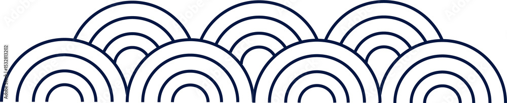 Poster flat pattern is showing navy blue semi-circles forming concentric waves with transparent background