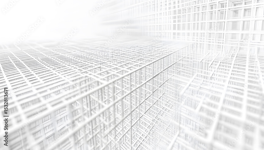 Poster abstract grid structure in white.