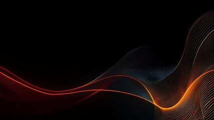 Abstract light trails curve and flow across a black background creating dynamic lines