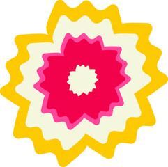 Illustration is showing multi-layered jagged starburst in flat design on transparent background