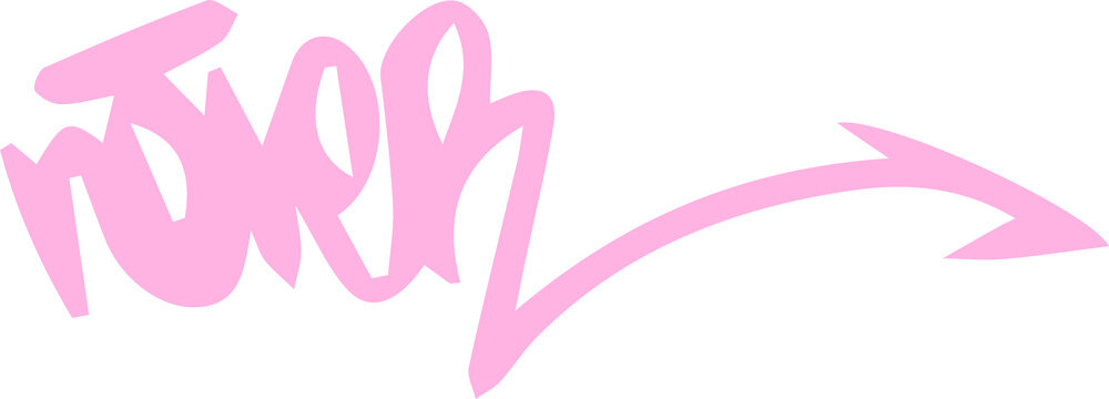 Fototapeta Graffiti arrow is pointing right with pastel-pink ‘this' calligraphy, transparent, copy space