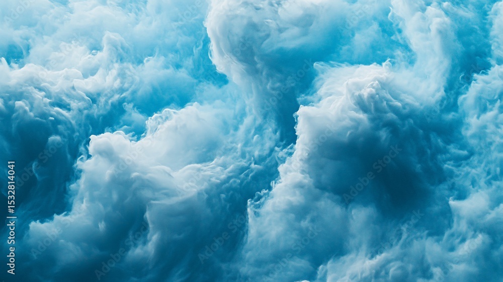 Poster a vibrant blue cloud billows and twists in an abstract formation creating a dynamic scene
