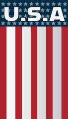 Naklejka premium Showing stylized USA text with stars and stripes in flat design on transparent background