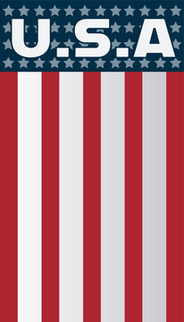 Naklejki Showing stylized USA text with stars and stripes in flat design on transparent background