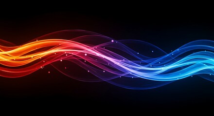 Naklejka premium Abstract Flowing Light Waves with Vibrant Colors on a Dark Background