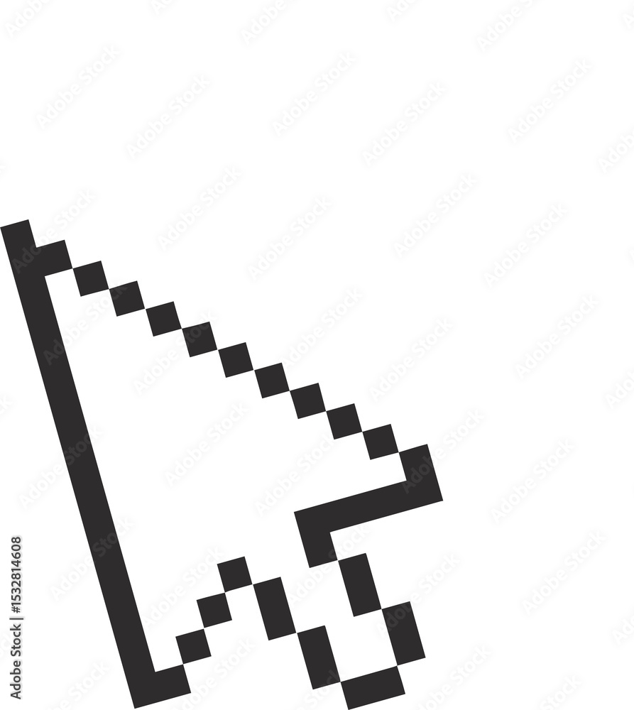 Fototapete pixelated arrow cursor icon showing click-effect lines and pointing upward on transparent canvas
