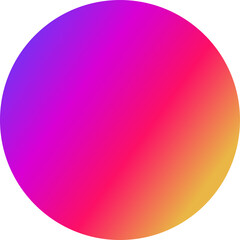 Flat design abstract circle showing multi-color gradient changing hues on clear background